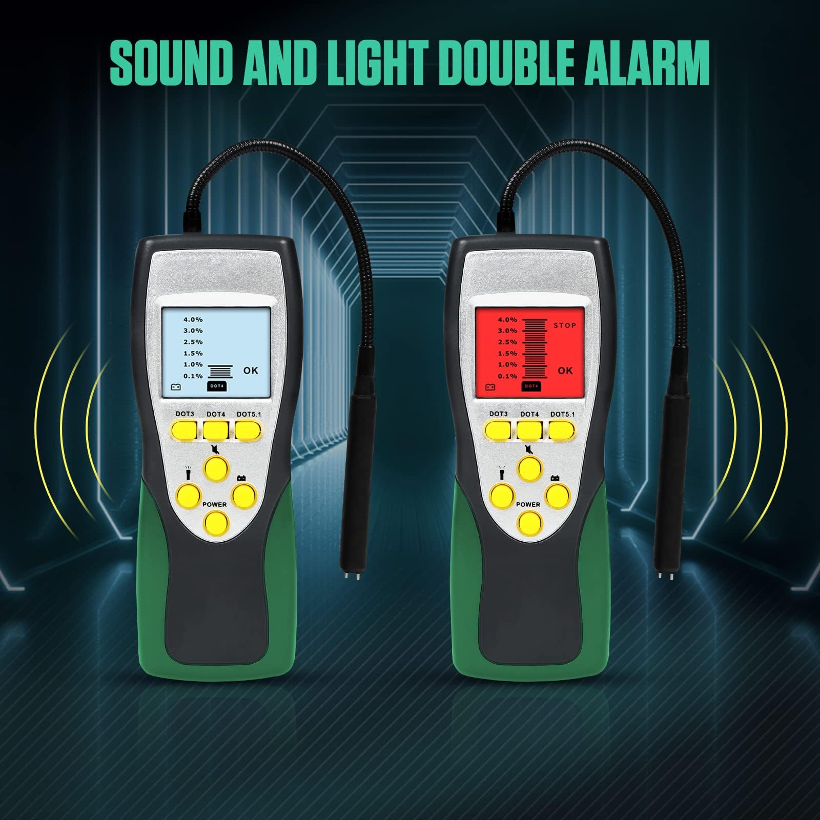 Tester Fluido Freni Auto DOT3 DOT4 DOT5.1 Display LCD 2.2" Brake Fluid Tester con Sonda 250 mm