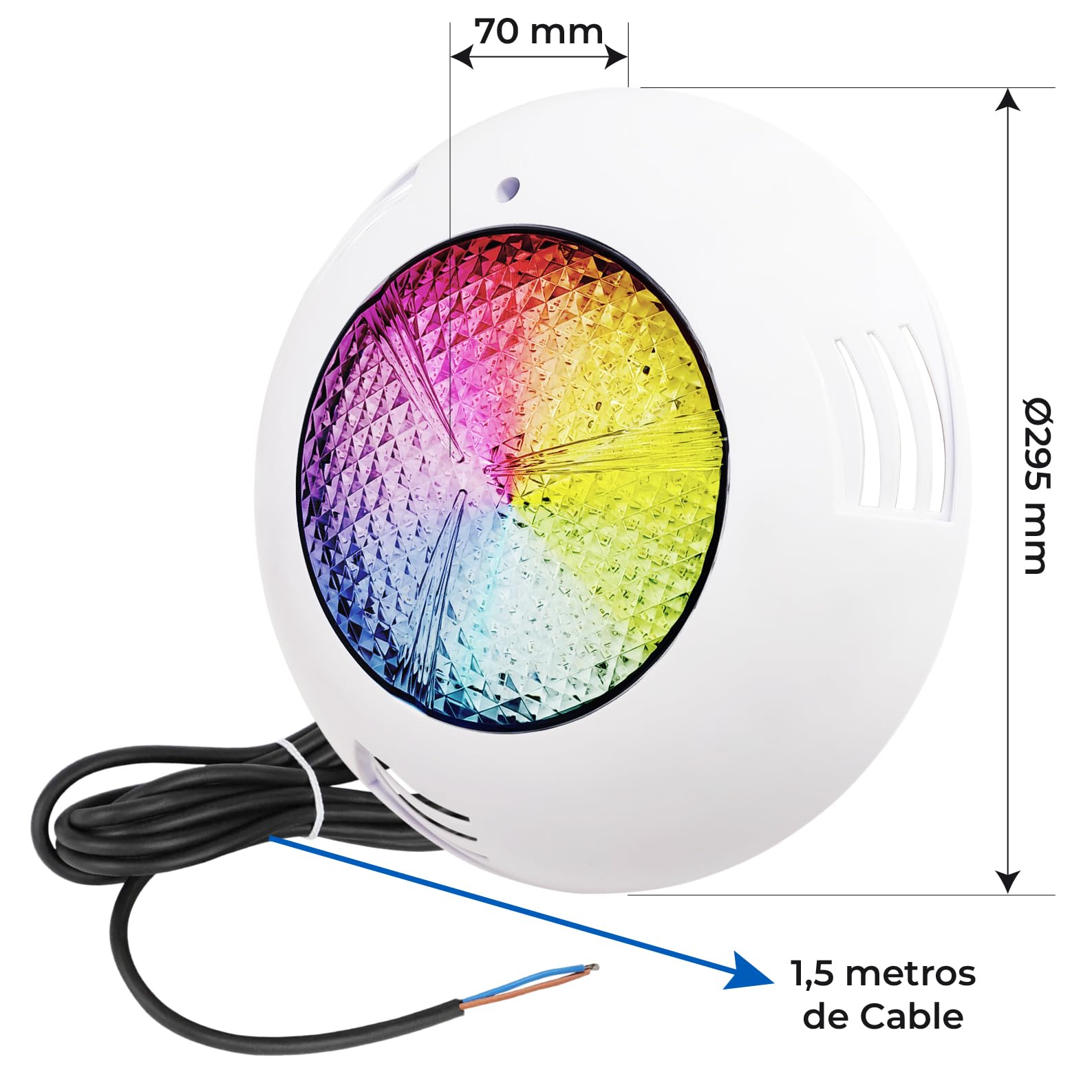 LED ATOMANT Pack 2x Foco de piscina LED 45W RGB 12V AC, Luz para Piscina Impermeable IP68 Sumergible, Cable 1,5m, Con Mando a distancia por control remoto
