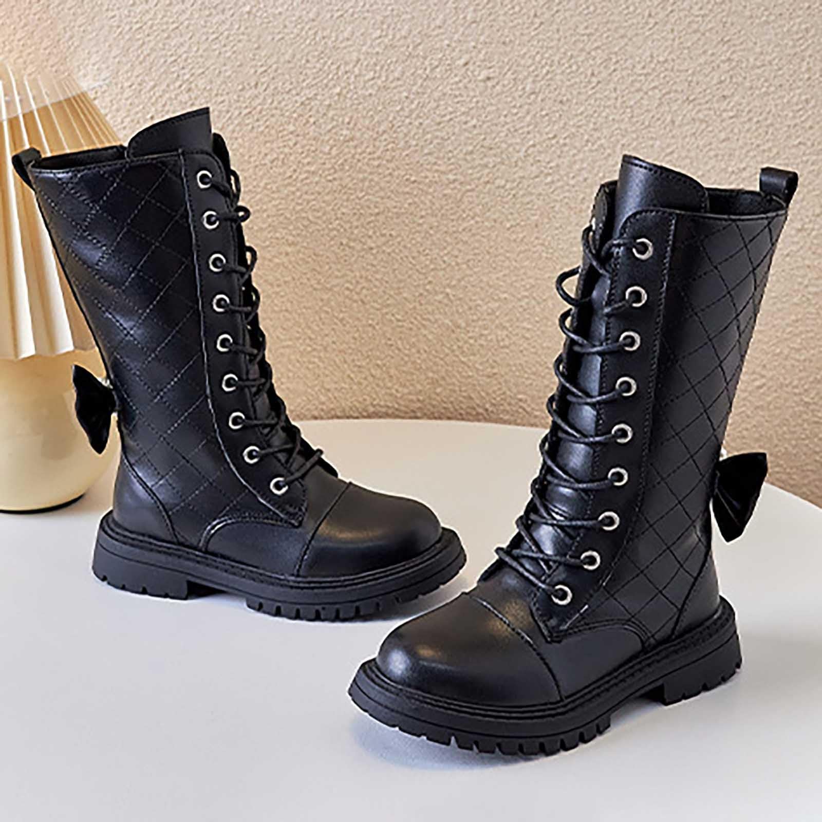 Stivali per Bambine Scarpe Traspirante Morbido Casual Scarpe da Trekking Outdoor Fodera in Pile Stivali da Equitazione per Ragazze Design alla Moda Chaussures Enfant pour École et Loisirs