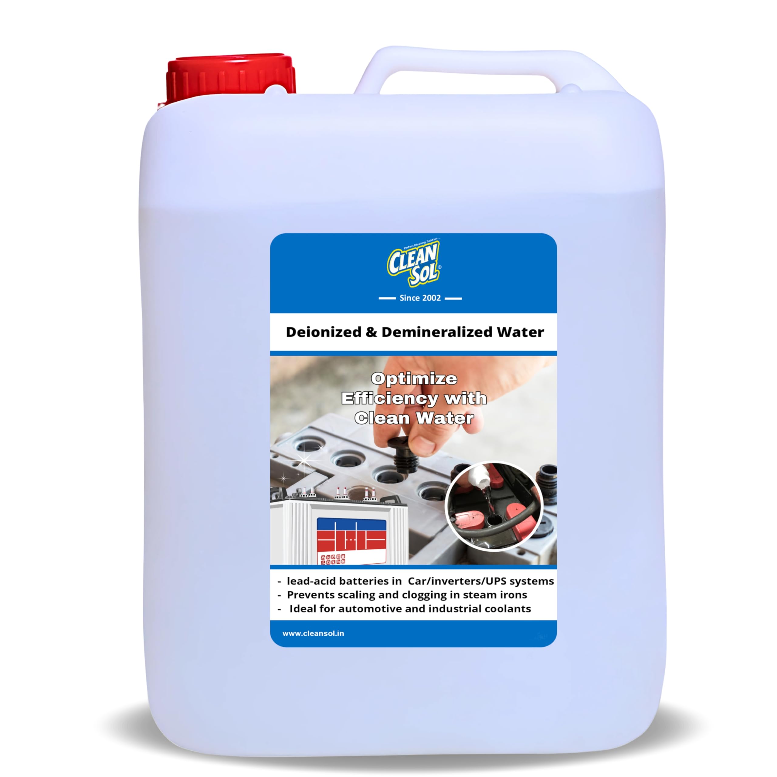 Cleansol Deionized Demineralized Distilled Water – 10 Litre | 0 TDS Purified Water for Battery, Inverter, Steam Iron, Lab, Cosmetic & Soap Making-image-49