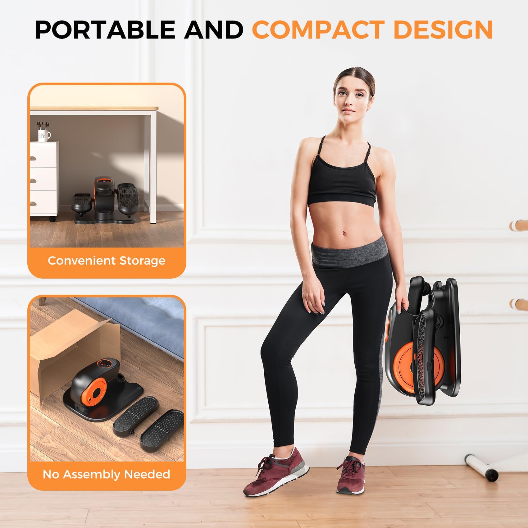 GUGTTR Under Desk Elliptical Machine, 2-in-1 Electric Leg Exerciser for Seniors, Quiet & Compact Pedal Exerciser with Remote, 12 Speed Elliptical Exercise Machine for Home Office