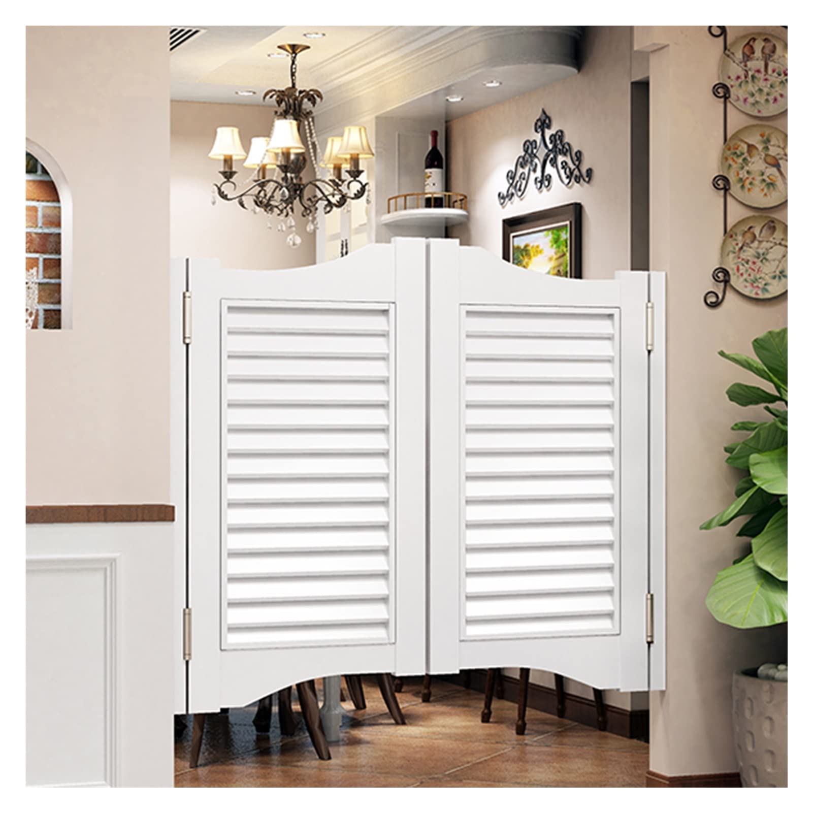 Porte saloon en bois massif battante pour masquer la cuisine sans fermer