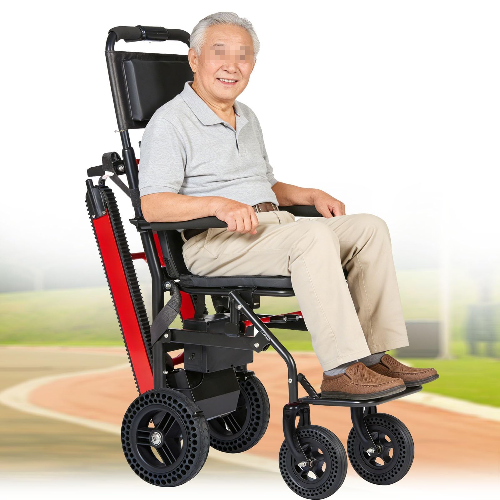 Silla Plegable Portátil Para Escaleras,Silla De Ruedas Oruga Para Subir Escaleras,Elevadores Eléctricos Para Escaleras,Estructura Con Un Peso De Solo 19 Kg,Incluye Batería De 13 Ah black