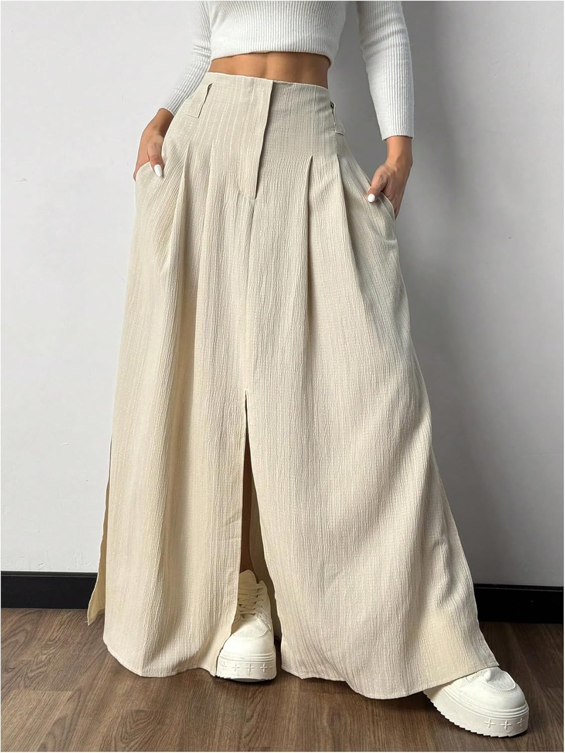 Milumia Women's Casual High Waist Maxi Skirt with Slit Elegant Ruffle Flowy A Line Long Skirts - Image 4