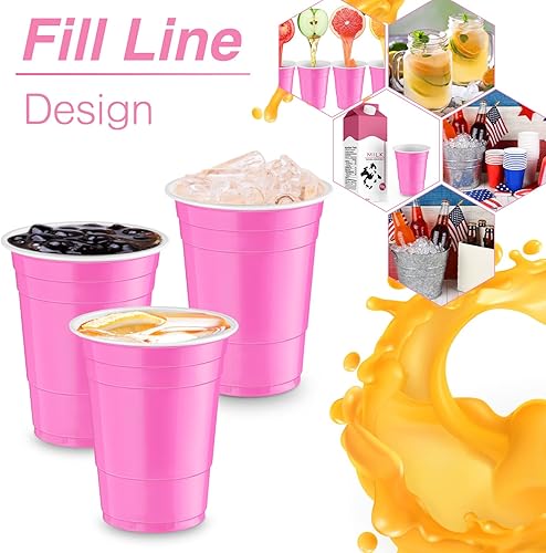 Miniatura 9 de Paquete de 100 tazas de plástico de 16 onzas tazas desechables de alta resistencia tazas de fiesta tazas de agua para bebidas refrescos parrilladas