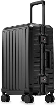 LUGGEX 20 Inch Zipperless Carry On Luggage, Jet Black