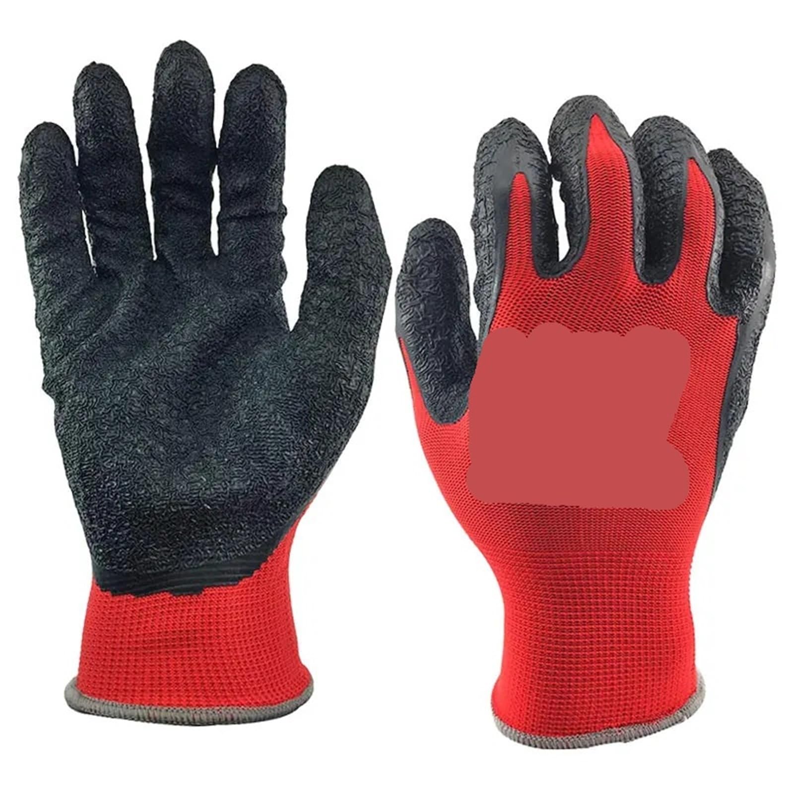 Genérico 24 Piezas (12 Pares) Guantes de Trabajo de Jardín de Goma de Látex con Forro de Poliéster for Tareas Industriales y de Jardinería(NM1350P-RBLK,S)