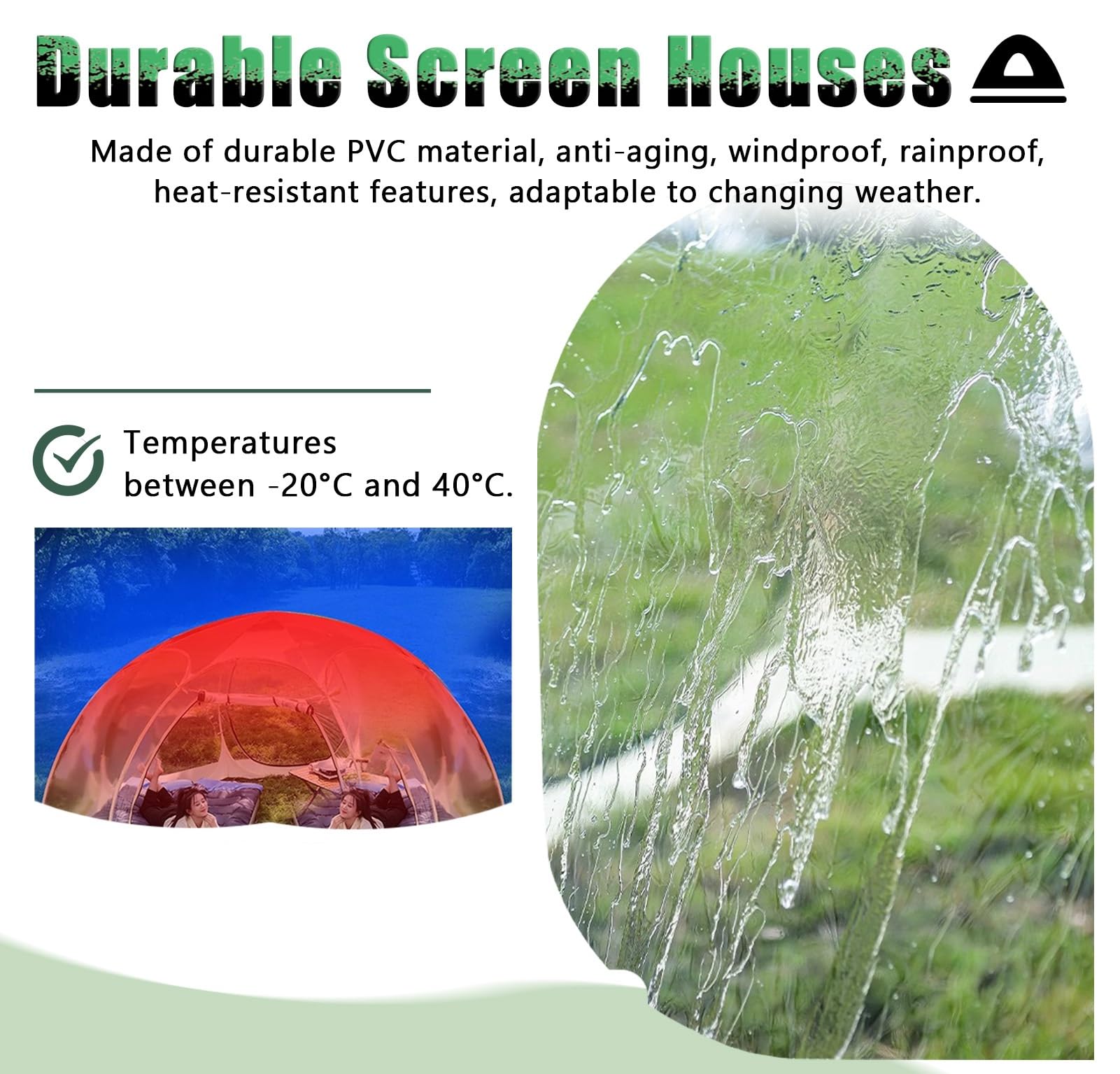 Oracra Bubble Tent Pop Up Gazebo, Clear Dome Camping Screen Houses, Commercial Sport Shelter Tents with 10m Light String, Outdoor Gazebo for Date Night (Size : 450x450x230cm)