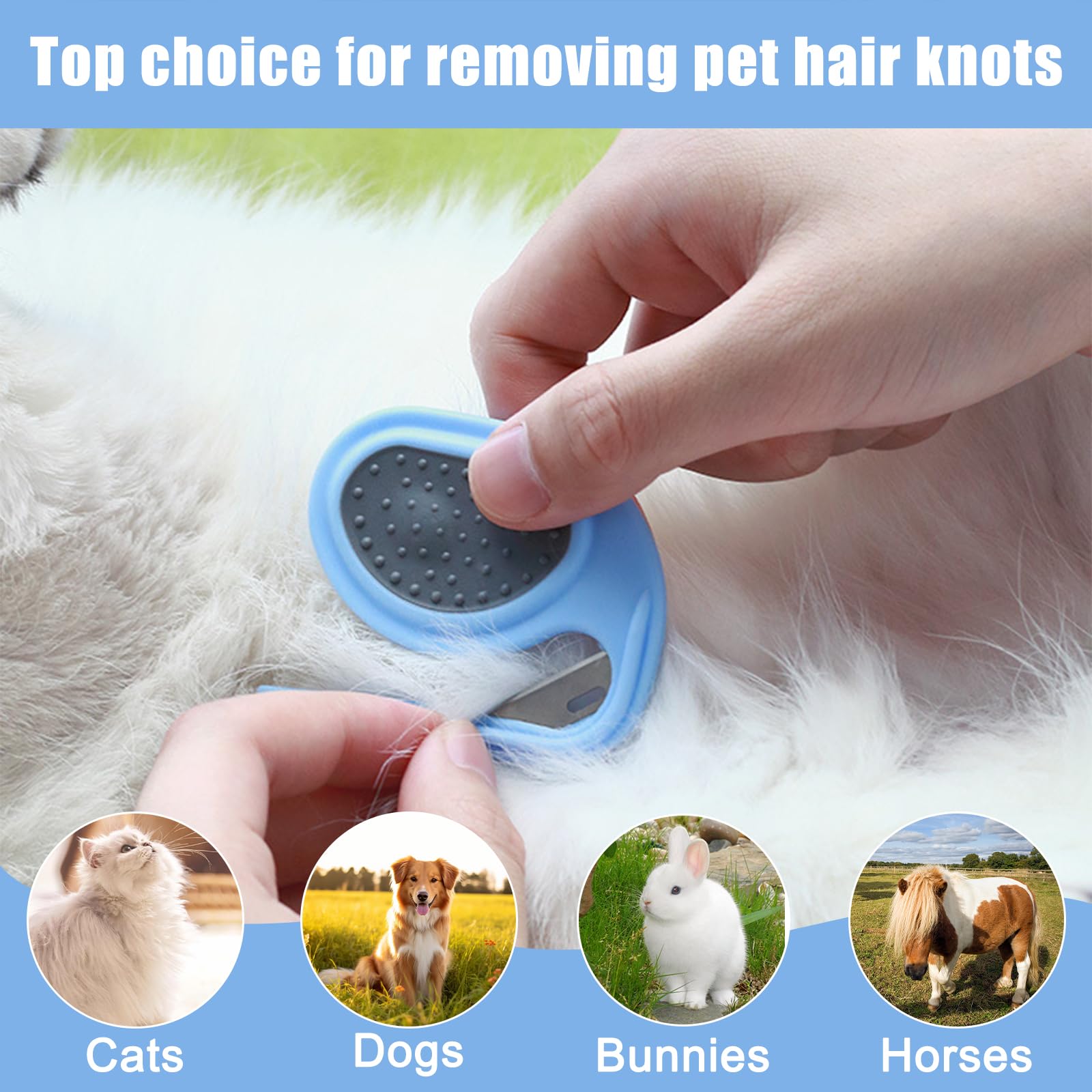 2 Piezas Peine De Nudos para Mascotas,Peine para Nudos De Mascotas,Peine De Nudos para Perros y Gatos,Herramienta De Depilación con Peine con Nudo De Gato
