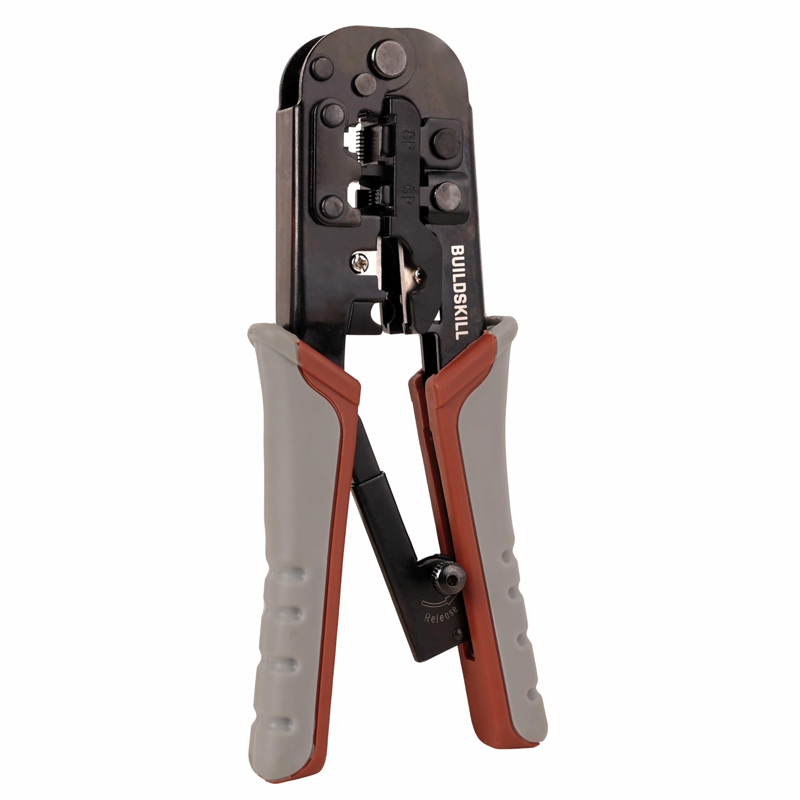 BUILDSKILL 3-in-1 network crimping tool, wire stripper and cutter | ergonomic design with TPR soft grip handle | 2mm heavy-duty metal body | ethernet & telephone cables,RJ12, RJ11, RJ45 crimping tool-picture-32
