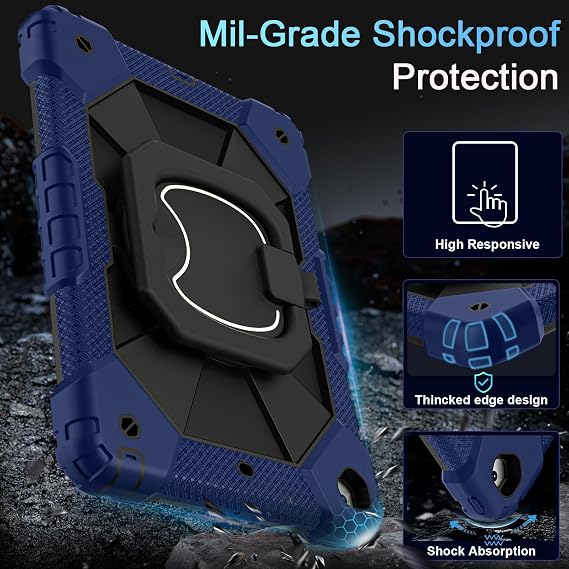 Scnioy Case for iPad 9th Generation iPad Case 9th 8th 7th Generation 10.2 | iPad 10.2 Inch iPad 9th Gen Cover with Screen Protector Pen Holder TabletCases 360 Rotating Stand, Navy Black