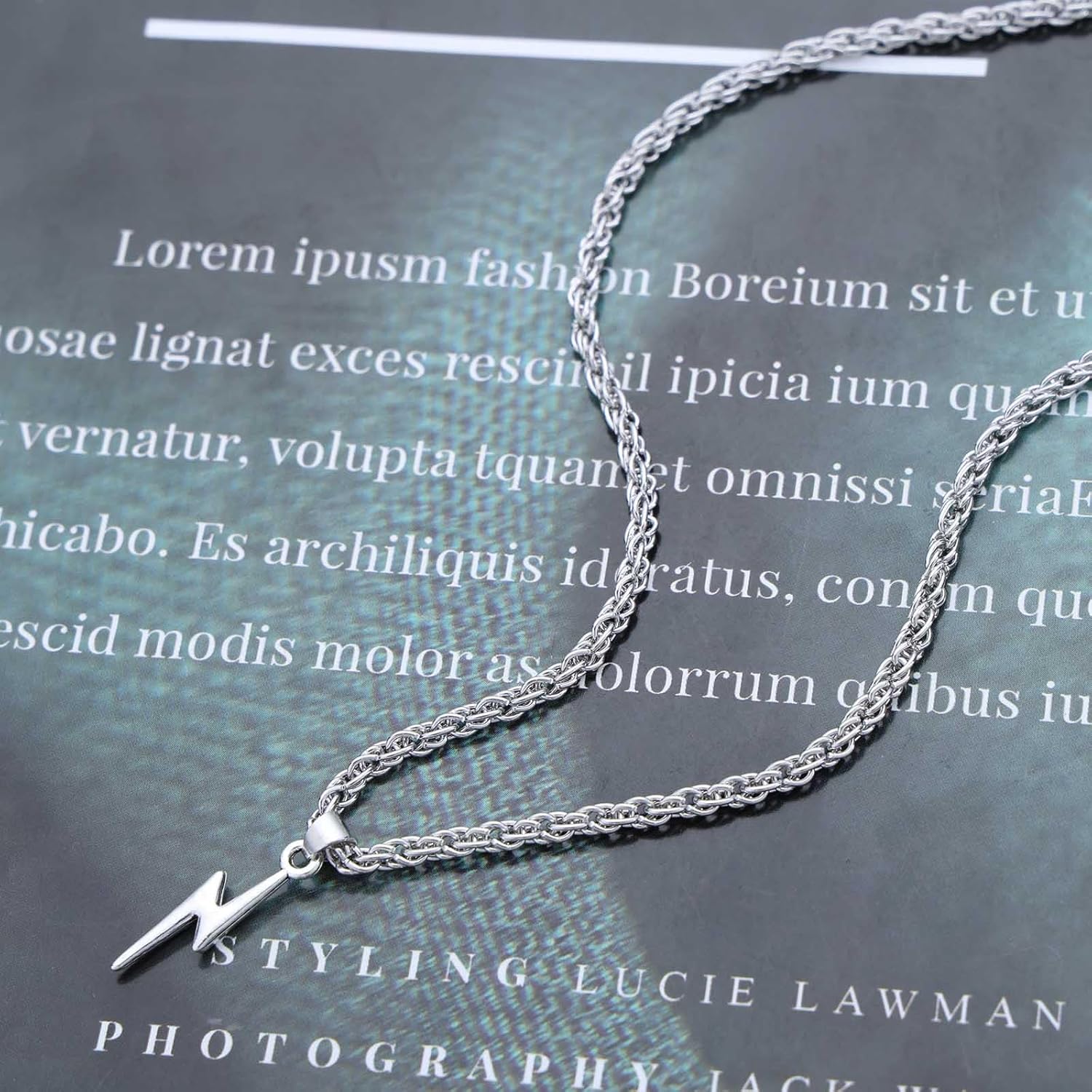 Andelaisi Boho Lightning Pendant Necklace Vintage Thunder Lightning Necklace Gold Lightning Bolt Choker Necklace Adjustable Lightning Rope Chain Necklace Jewelry for Women - Image 4