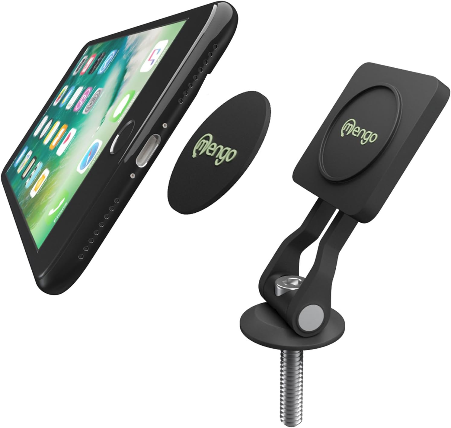 Mengo Bike Phone Mount, Universal Magnetic Bike Phone Holder Mount for iPhone Samsung, HTC, LG, Holds Up to 2 LB โ Black