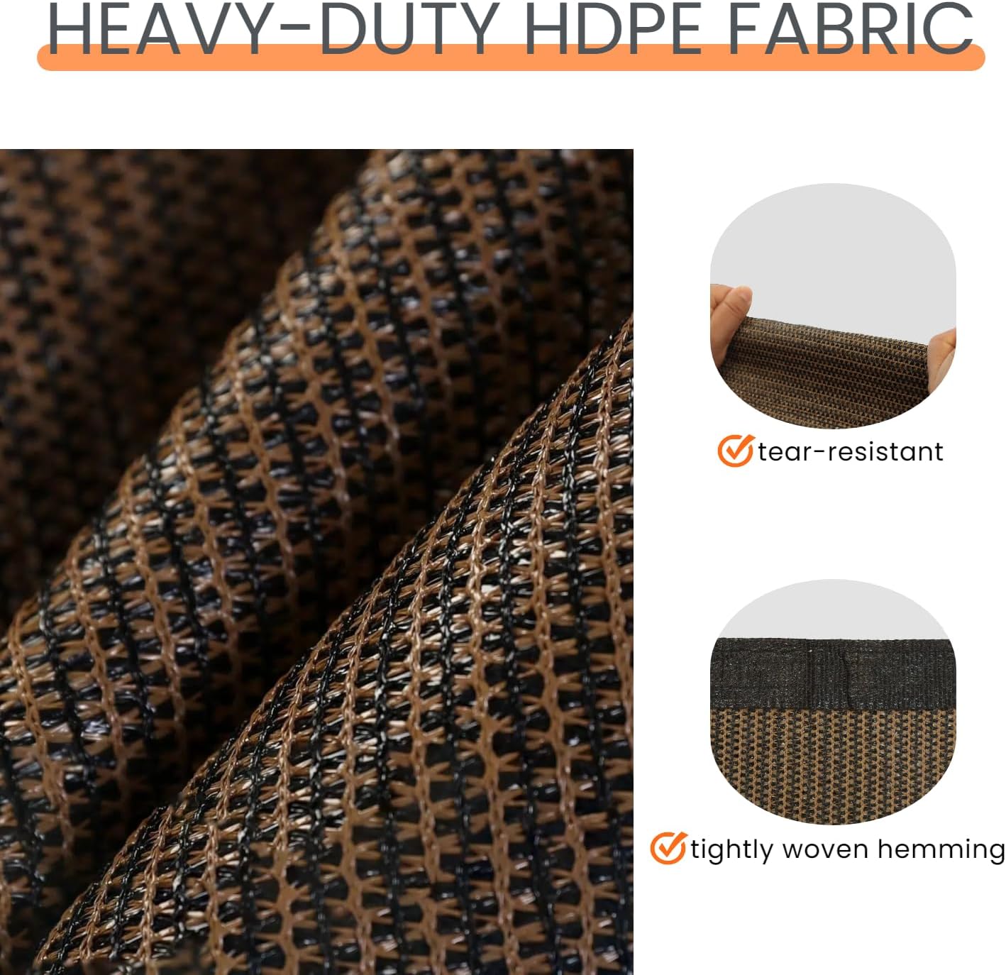 FAIR WIND Shade Cloth 90% Sun Shade Fabric Privacy Screen Shade Cover Patio Canopy with Grommets Shade Net for Garden Outdoor Pergola 8 x 10 FT - Mocha