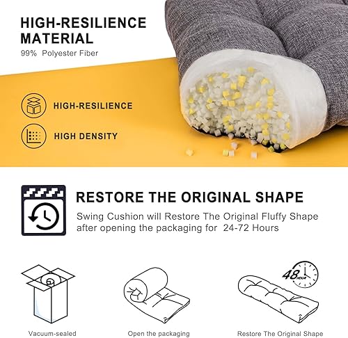 Miniatura 4 de Cojín de columpio para porche, 60 x 40 pulgadas, impermeable, para muebles de exterior con respaldo, cojines gruesos de reemplazo de 2 a 3 plazas