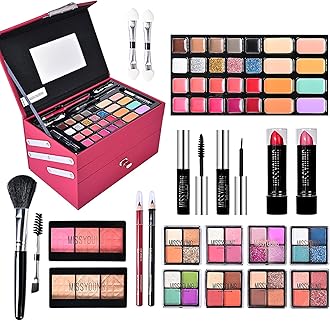 Premium Makeup Kit with Eyeshadow Palette, Makeup Brushes, Lipstick, Lip Gloss, Eyeliner, Mascara, Blush, Highlight - Gift Box for Women/Girls/Teenagers