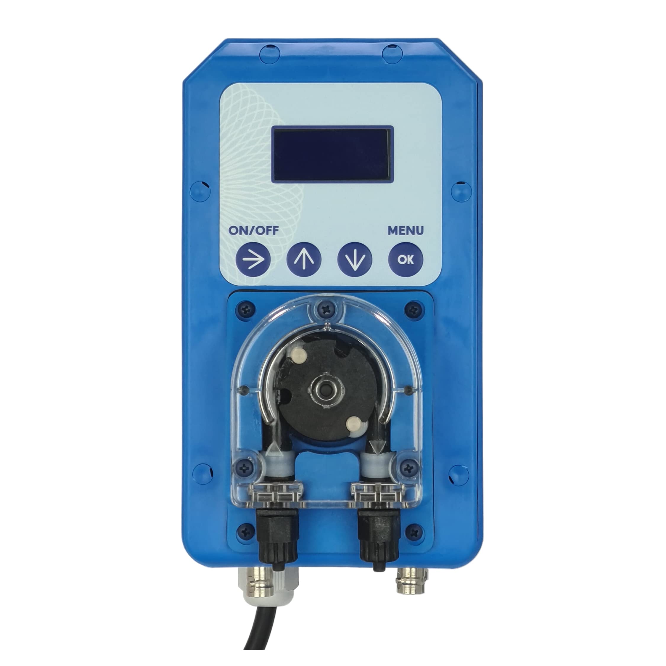 Dosificador automático programable regulador de PH. Bomba peristáltica con lectura y control de PH, y sonda de nivel del producto dosificado.