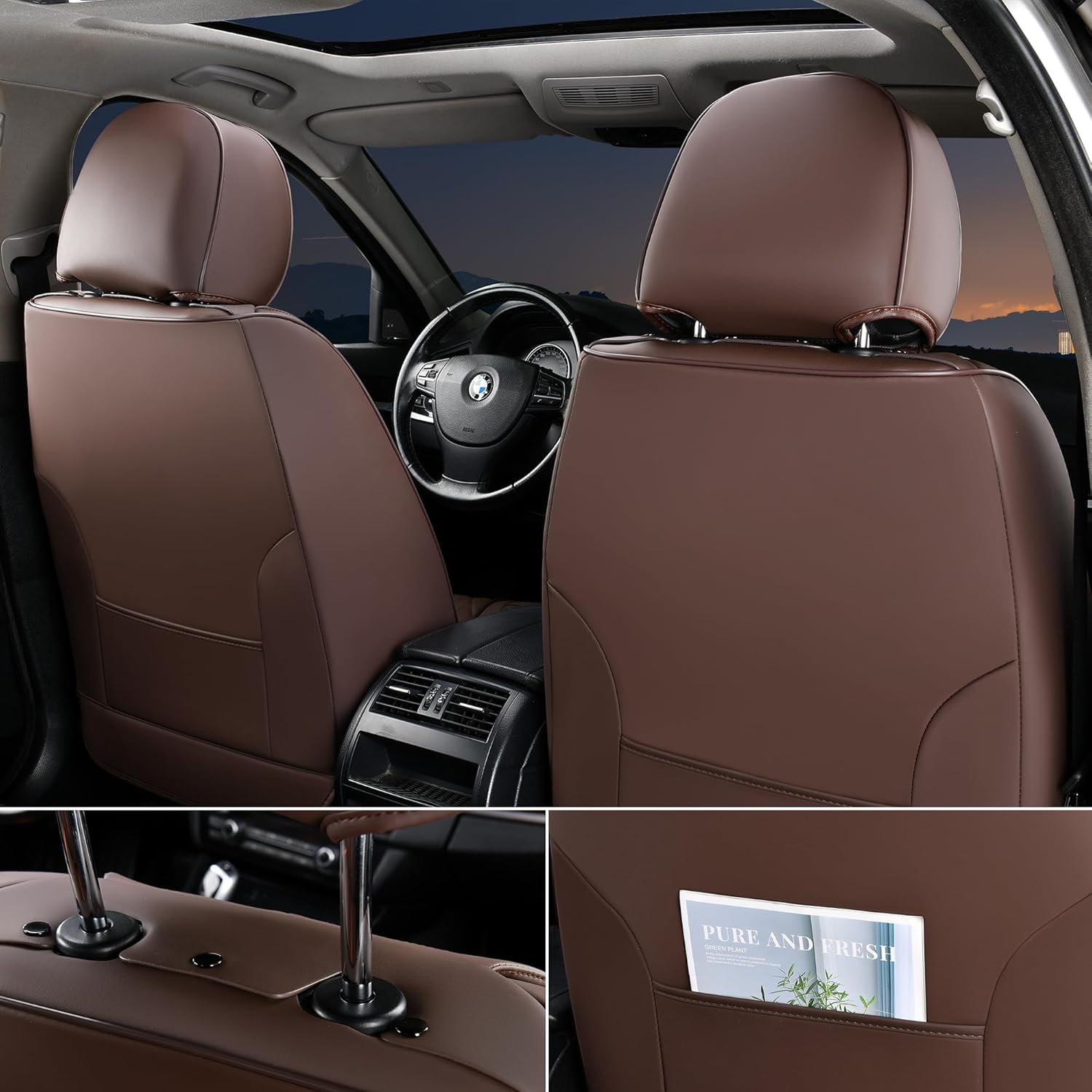 Doogo Automotive Seat Covers, Car Seat Covers 5 Seat, Leaher Car Seat Protectors, Front and Rear Car Seat Covers， Driver Seat Cover Auto Accessories Fit for Most Vehicles