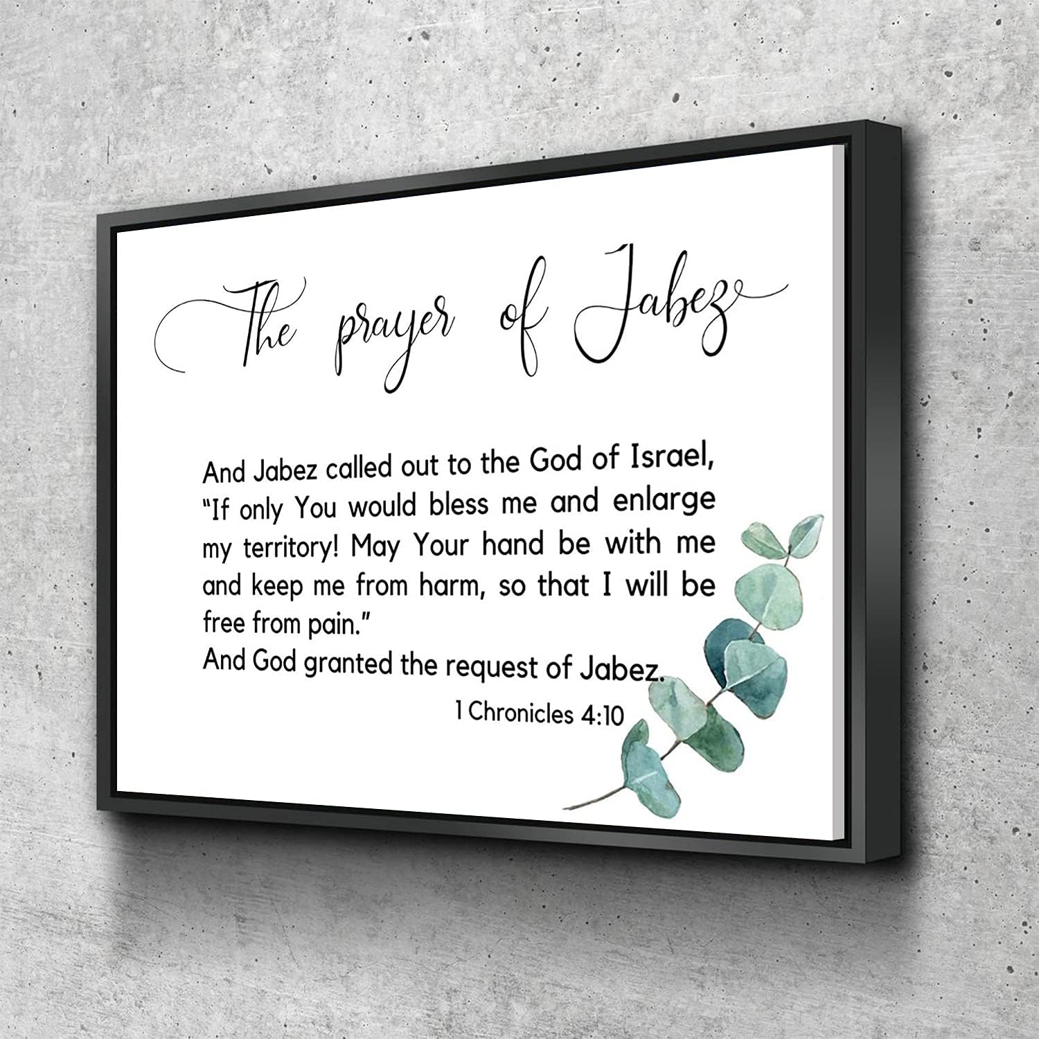 Canvas Wall Art The Prayer Of Jabez Eucalyptus Art Poster Modern Prints Wood Framed Room Decor For Home Office Apartment Wall Decor Ready To Hang 12x8 In