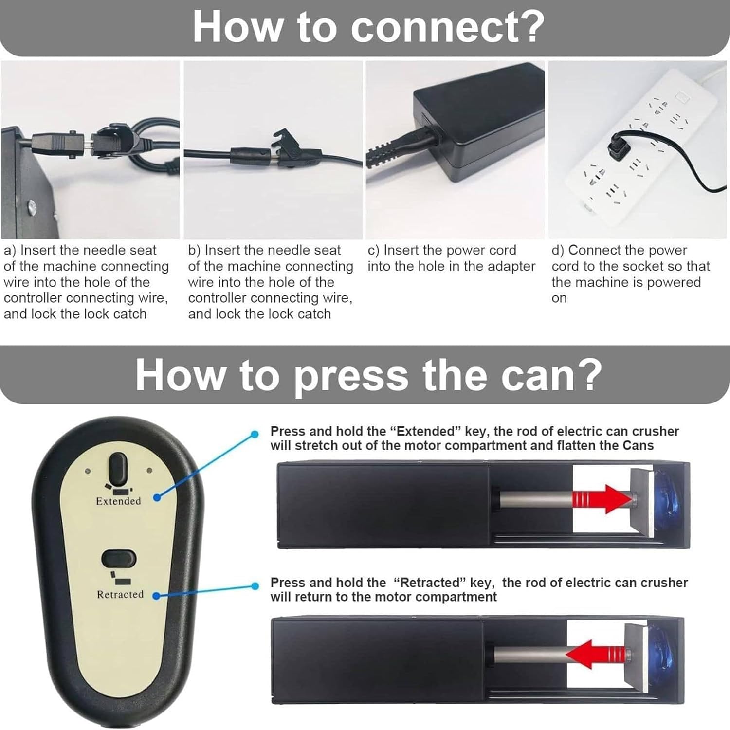 Electric Aluminum Can Crusher for Recycling, Suitable for Cans Plastic Water Bottles, Compact Quiet Design, Storage