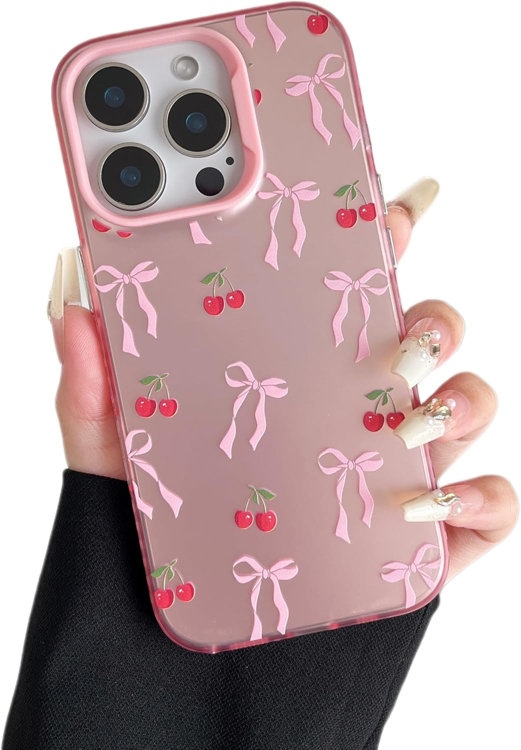 ZTOFERA for iPhone 16 Pro Max Case,Cute Pink Ribbon Bow Tie Planet Star Floral Aesthetic Phone Case,Trendy Slim Hard IMD Shockproof Protective Bumper Phone Cover for Women Girls,Cheery