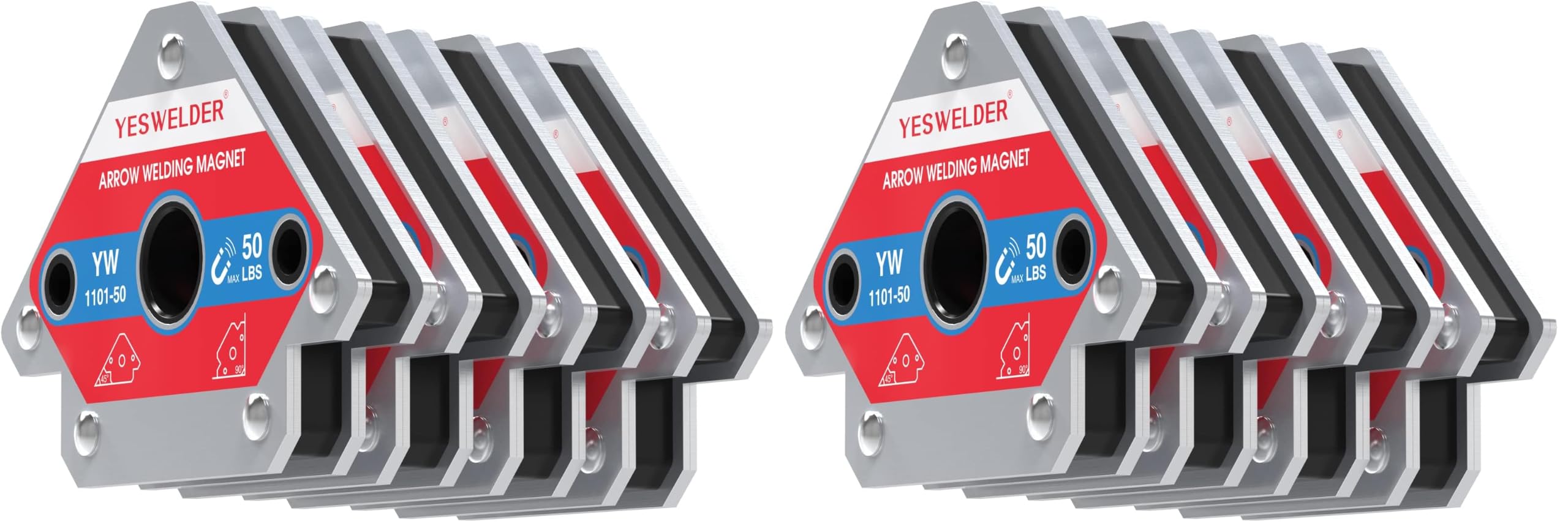 YESWELDER 4-Pc Welding Magnet Set, 50 lb Holding Power Welding Accessories (Pack of 2)