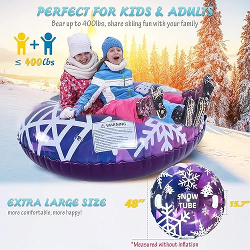 Miniatura 5 de Inflatable Snow Tube,Snow Tube for Kids and Adults,Heavy-Duty Snow Tube for Sledding,Inflatable Snow Tubes for Adult Family Winter Outdoor Fun