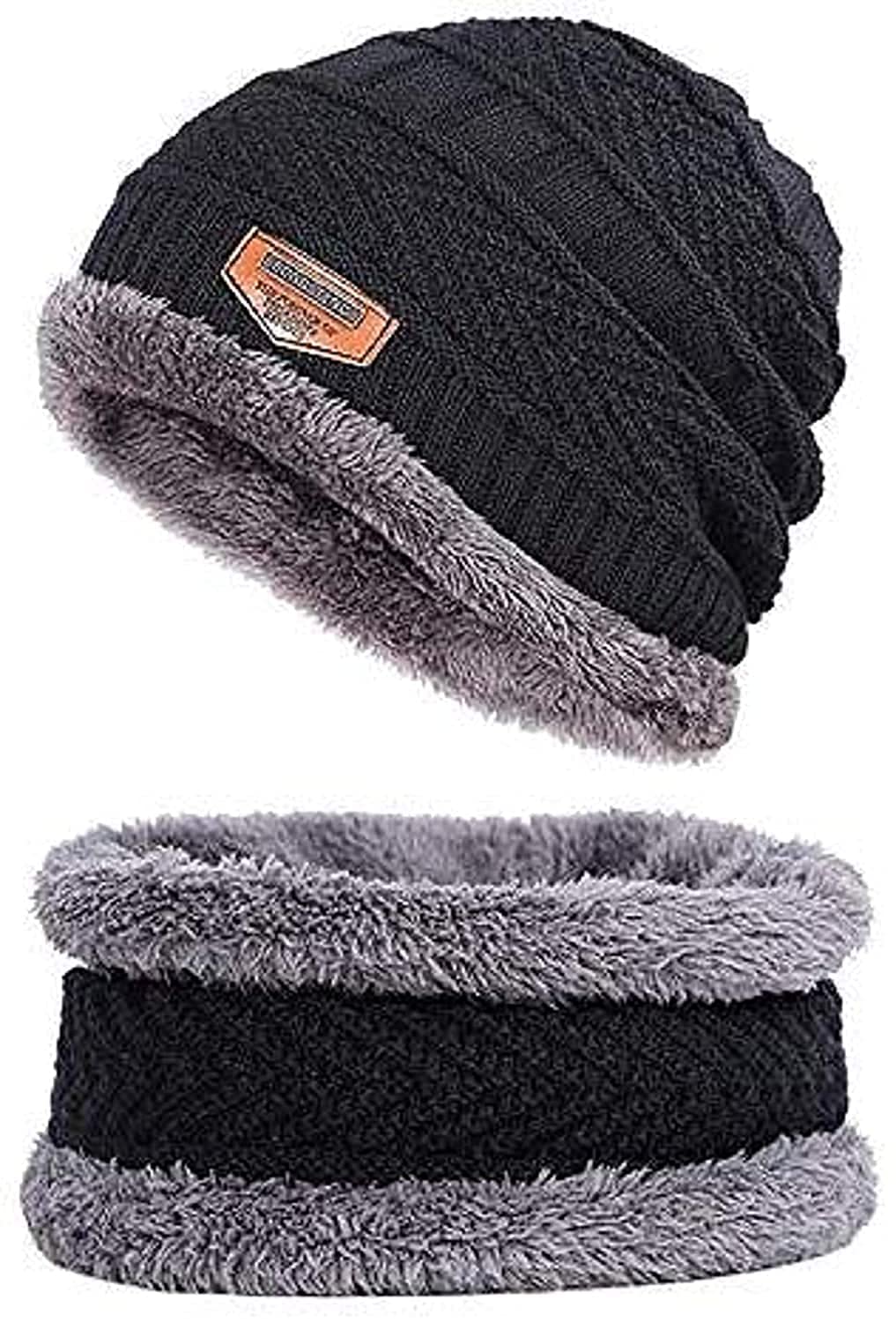 digital shopee Winter Woolen Unisex Fur Fleece Lined Beanie Cap/Hat with Neck Warmer| Pack of 1-picture-25