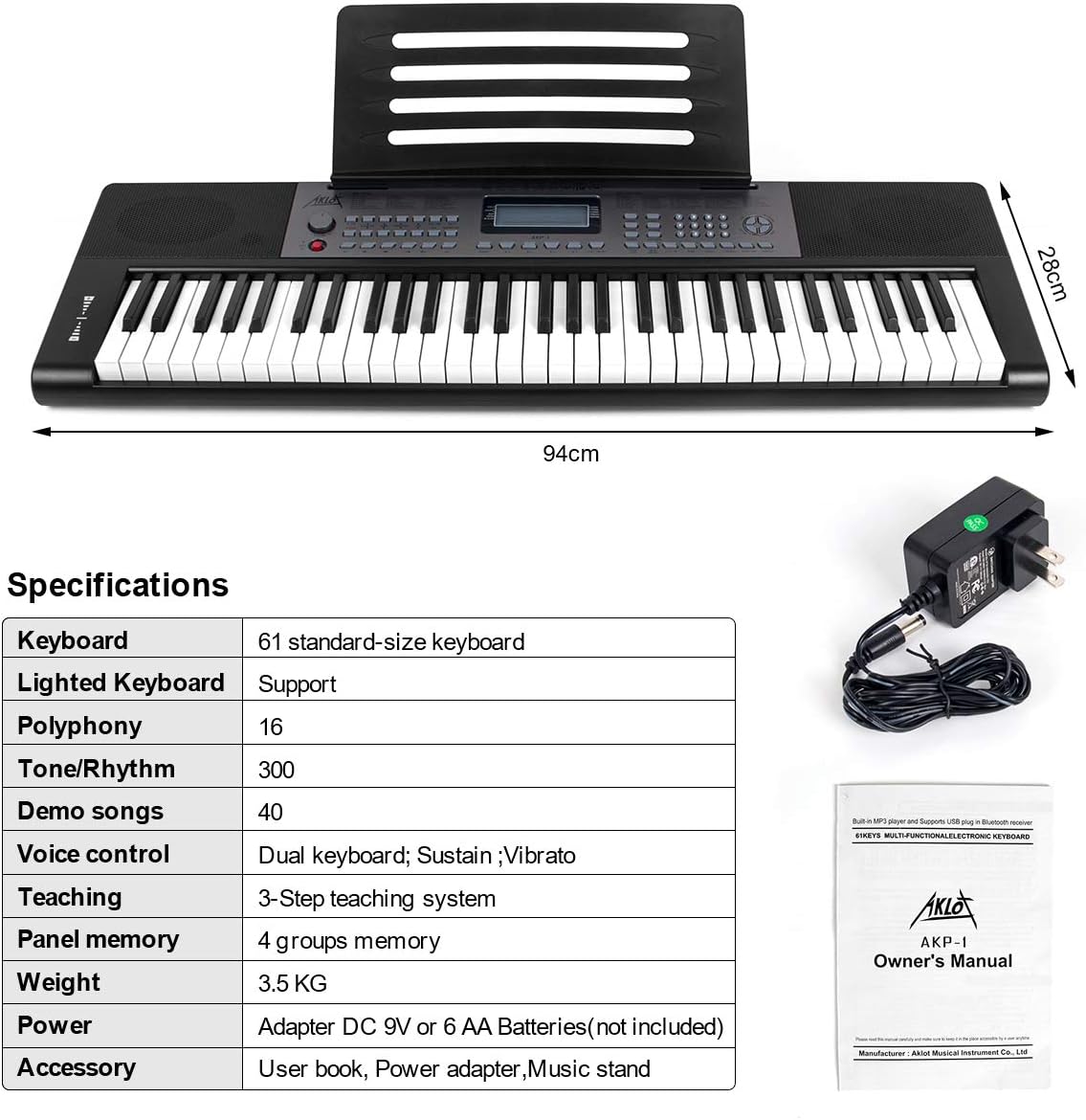 AKLOT AKP-1 Specifications Table