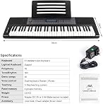 AKLOT Clavier pour piano 61 Key, Portable Full Size Keys clavier électronique avec adaptateur de puissance, support musical pour les adultes enfants débutants professionnels (AKP-1) noir