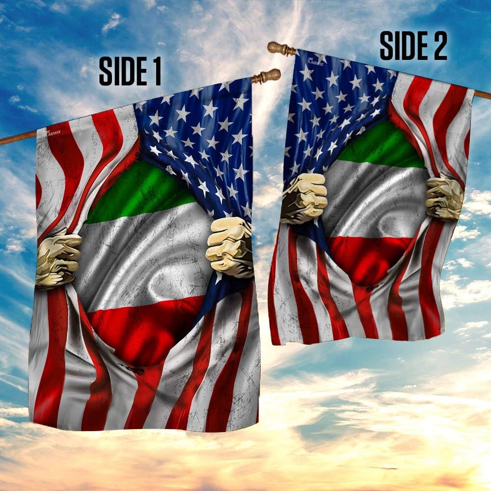 Flags-Italian American Flag TRN101F1, House Flag (29.5" x 39.5")-USA House Garden Flags Premium Polyester-Decorative Outdoor Flags