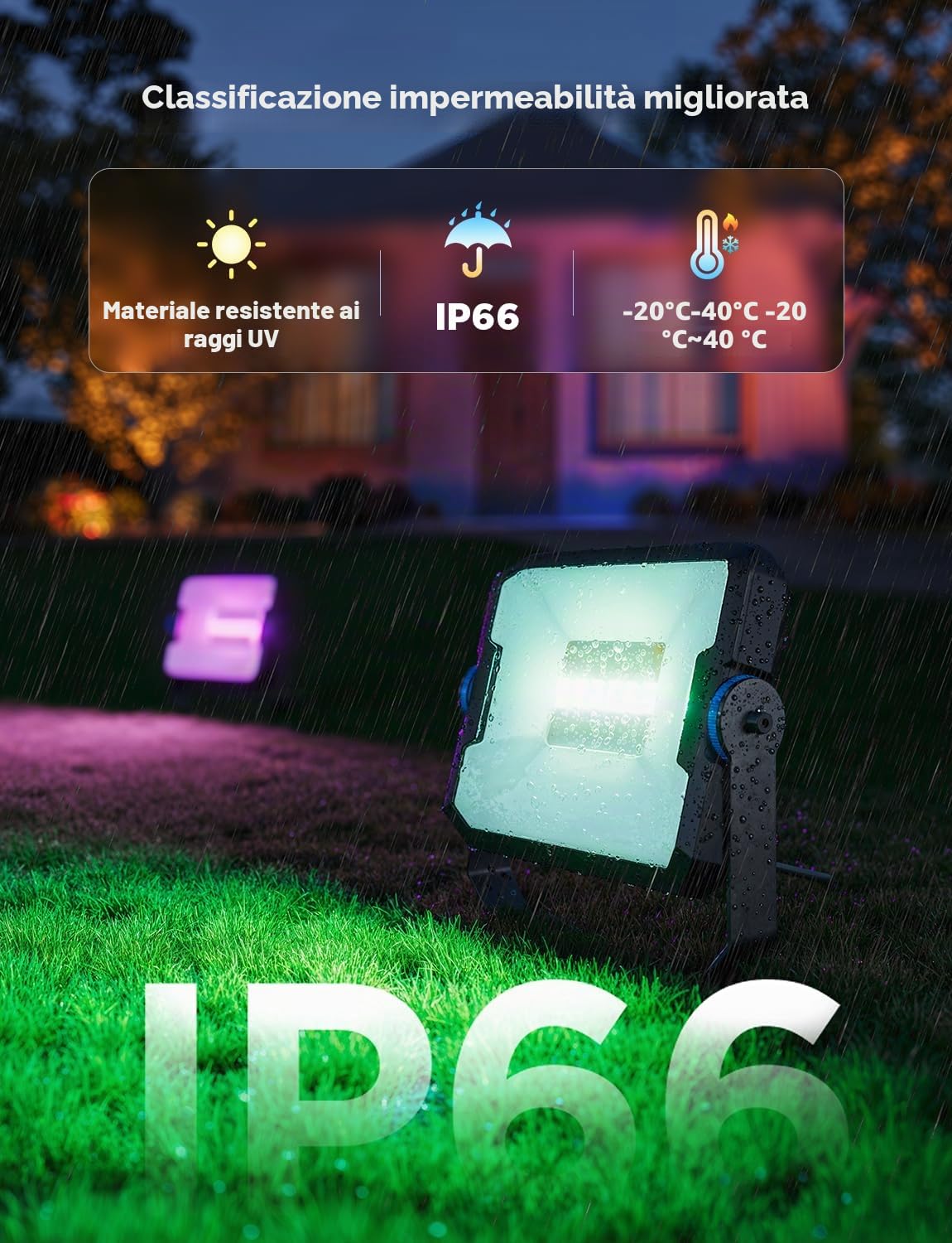Govee 4 Faretti LED Esterno, Luce RGBIC con Bianco Freddo e Caldo, Funziona con Alexa Matter Google Home, 50+ Scene, Faretto LED da Esterno IP66 Impermeabile per Giardino e Patio