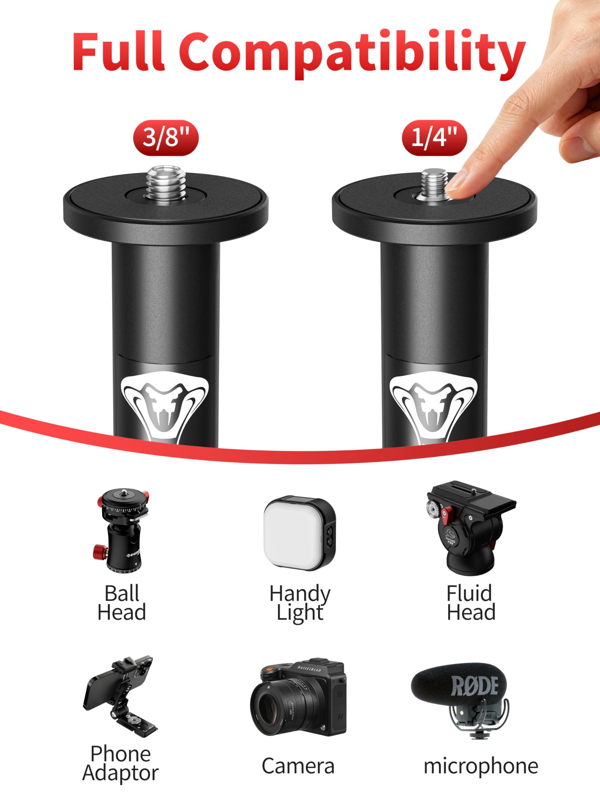 IFOOTAGE Cobra RB-A200 Monopod de Base Redonda, Monopié de Aluminio para Cámara Profesional con Hebilla de Altura de Ajuste Rápido, Adecuado para Disparar Vlog de Escritorio