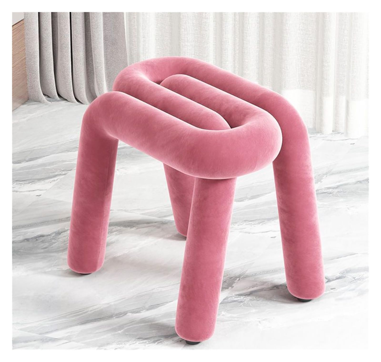 Tabouret de maquillage réglable avec rangement et fonction repose-pieds design