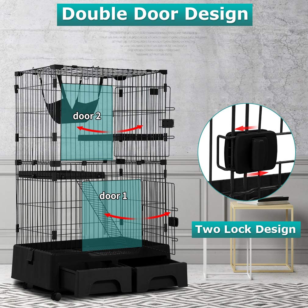 Cat Cage Playpen Kennel Crate 52.3 Inchs Height Cat House Cat Litter