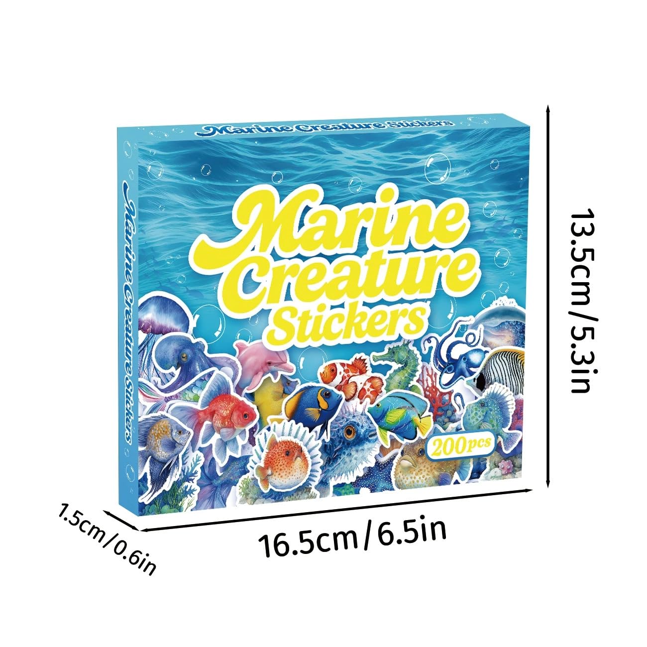 200 Pcs Cartoon Ocean Animal Stickers Laptop Car Scrapbook Phone Skateboard Suitcase Luggage Bike Cute Sea Life Vinyl Waterproof Aesthetic Personalised Stickers for Teens Boys Girls Adults - Image 3