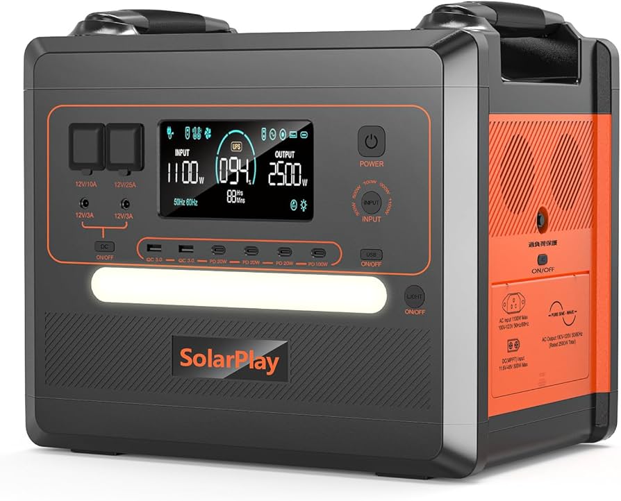 Amazon.co.jp: SolarPlay ポータブル電源 2500 大容量 2300Wh