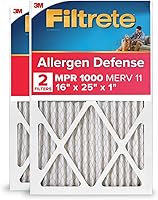 Filtrete 16x25x1 MERV 11 MPR 1000 Allergen Defense Furnace Air Filter, 2-Pack Pleated 1-Inch Filters for Cleaner Home Air