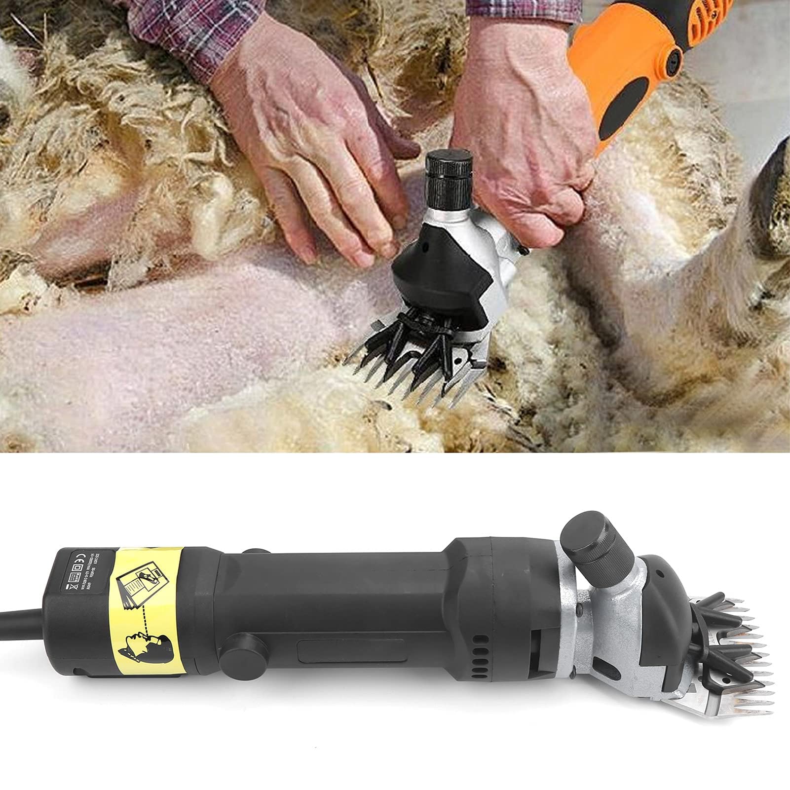 Tijeras de Lana, Esquiladora Ovejas 6 Niveles de Ajuste de Velocidad Cortadora de Ovejas Eléctrica Herramienta de Corte de Mango de Corte, con Cable de Alimentación de 5 m (EU Plug)