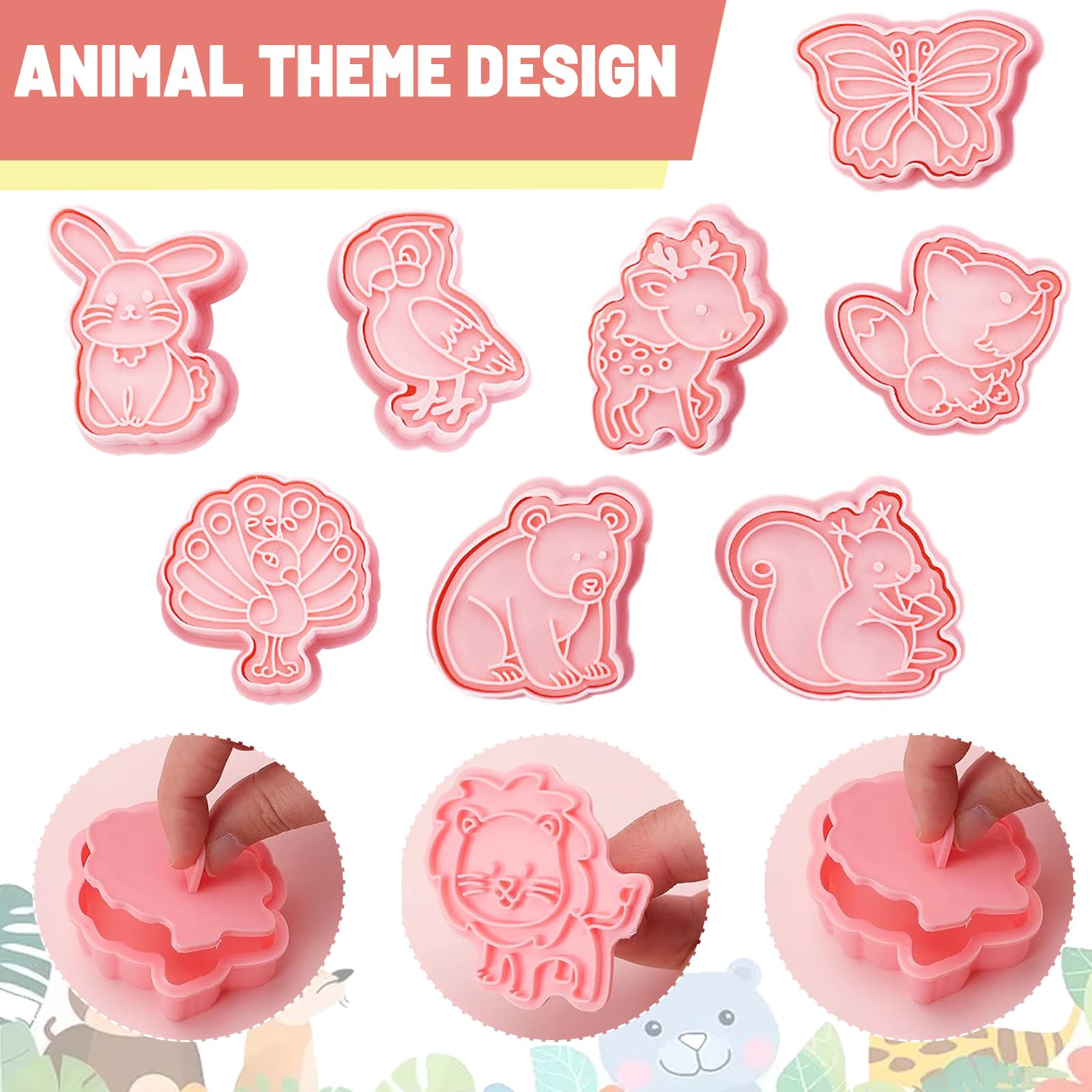 Honicemar 8 Pcs Animals Cookie Cutters Biscuit Cutters for Baking 3D Cookie Cutters Shapes Forest Animal Mould for DIY Chocolate Cookie Fondant Pastry Decoration - Image 3