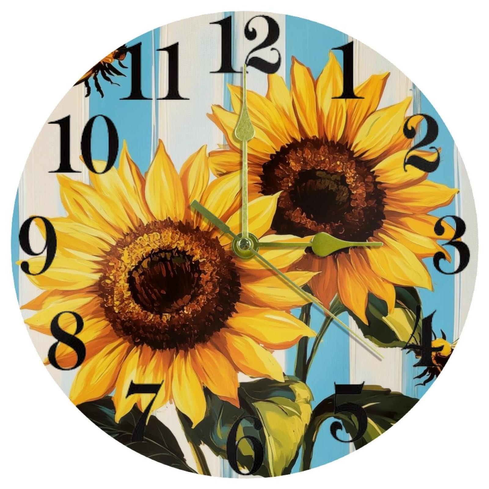Horloge murale à quartz silencieuse et précise, cadran abeilles pour une cuisine moderne