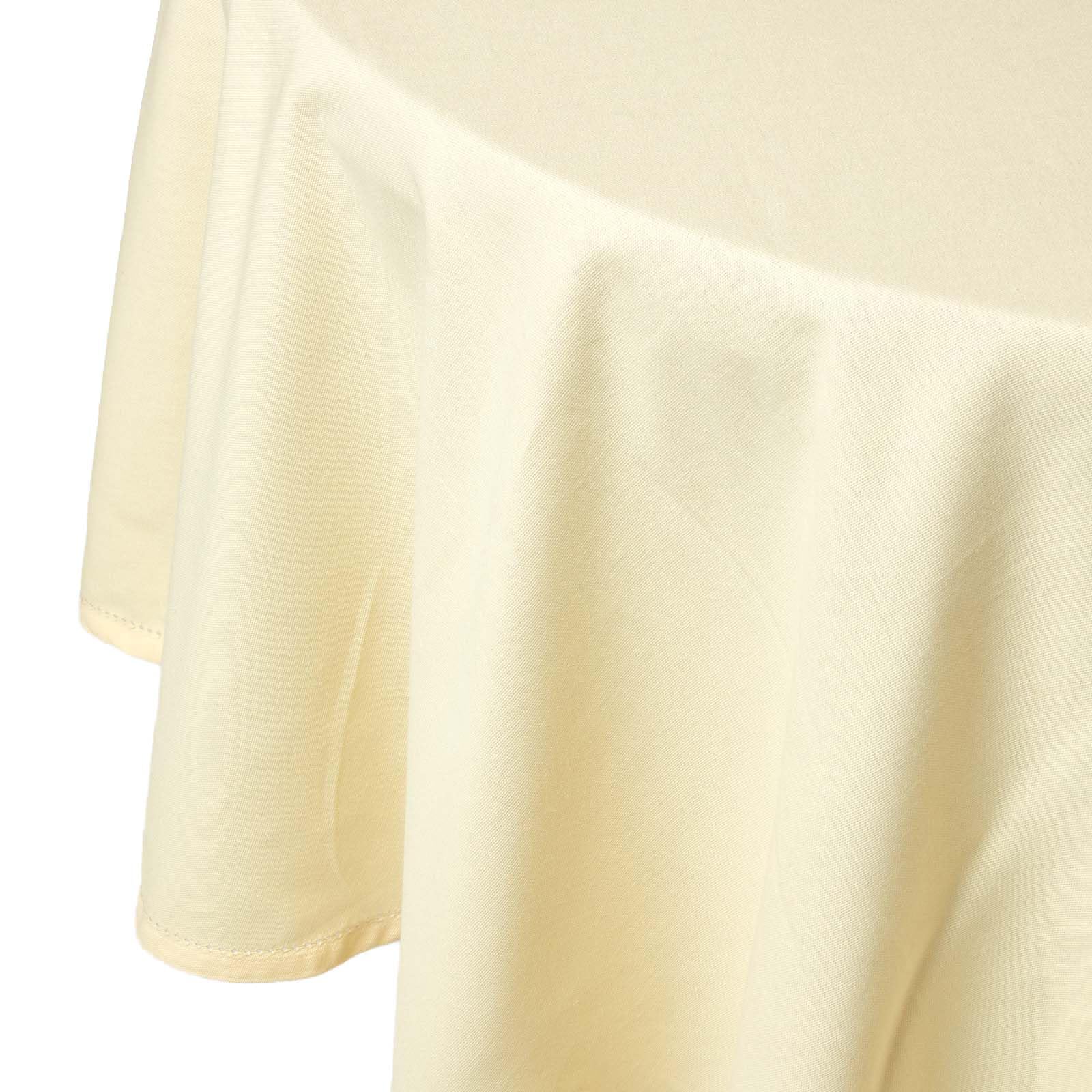 Homescapes Cream Table Cloth, Plain Cotton Round Tablecloth, Handcrafted & Durable Dining Table Cover With Hem Stitch, Hypoallergenic, Washable, 178Cm