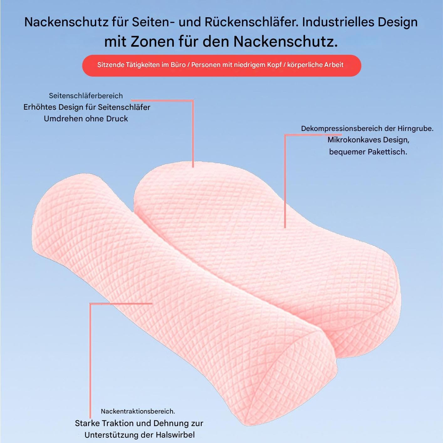 Almohada con soporte para el cuello, almohada de enfriamiento cervical, almohada ergonómica de espuma viscoelástica para dormir de espalda, hombres y mujeres, carrito de viaje, avión, dormitorio,
