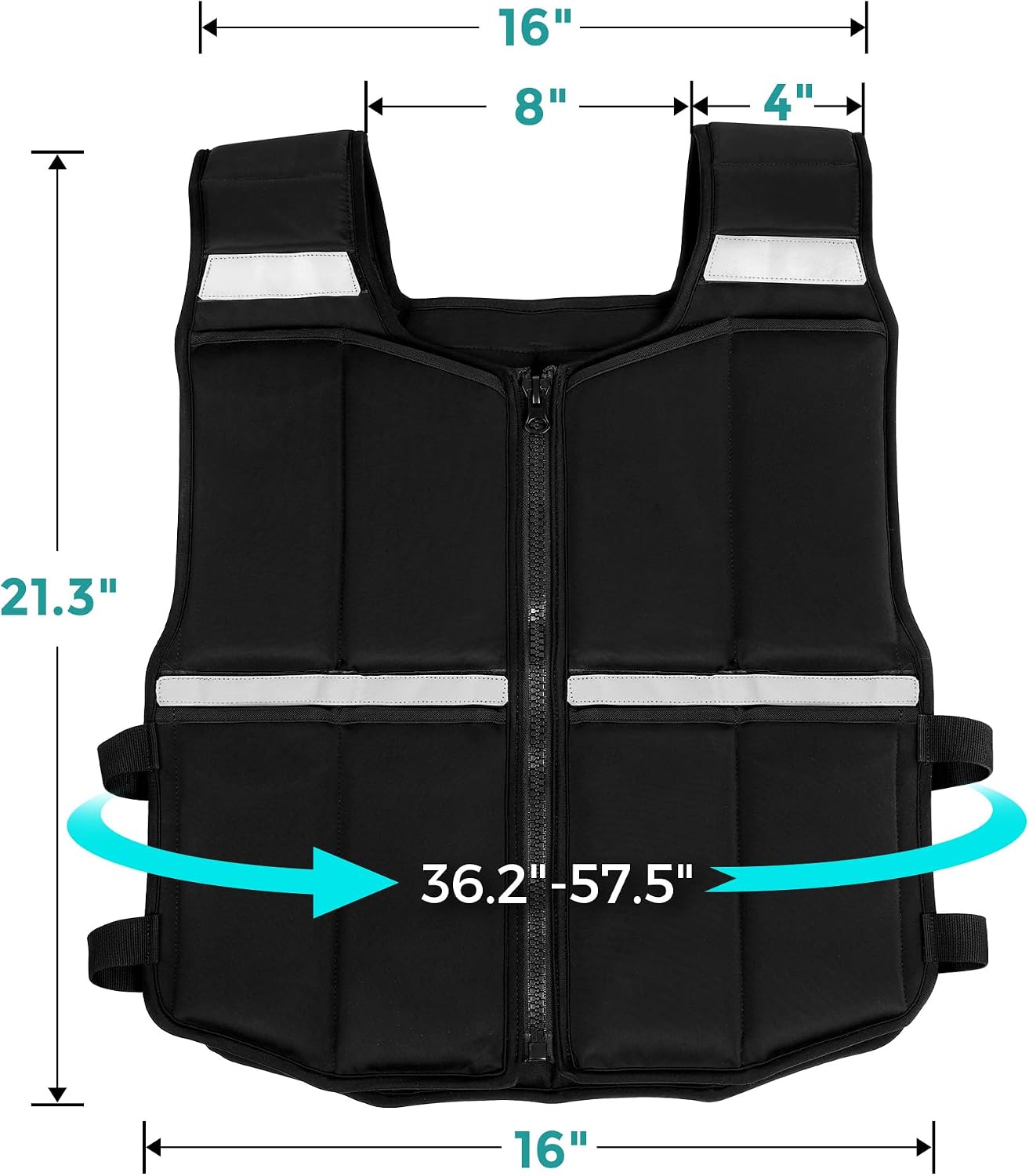 Adjustable Weighted Vest Men, 20/30/40lb Rucking Vest for Walking Running | 16 Silicone Weights, Machine Washable, Zippered, Slim Fit, Removable Reflective Strips, Strength Training Vest Hiking Workout