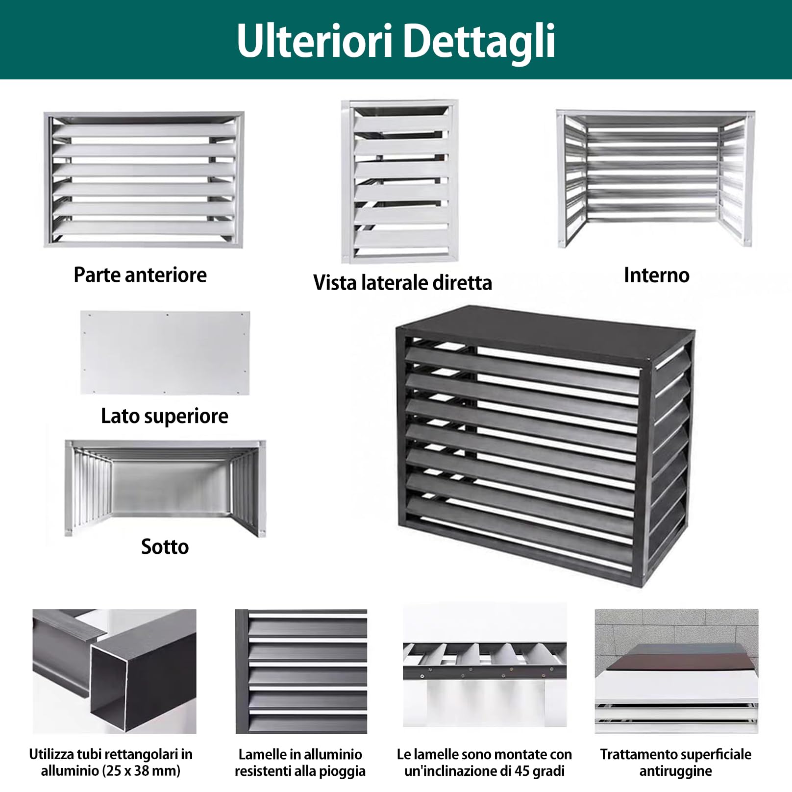 Coperture Per Climatizzatori Centrali Unità Esterne, Copertura in Alluminio, Griglia Decorativa Dell'otturatore, Dissipazione, Recinzione For La Privacy Della Lega di Alluminio 120×150×70(5P)