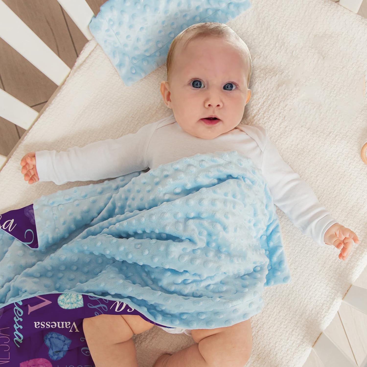 KAINSY Personalized Name Blanket for Kids Adult, Customized Baby Blanket with Name for Boys Girls, Soft Flannel with Double Layer Dotted Backing, Gift for Birthday Christmas Valentines Day(47"x60")