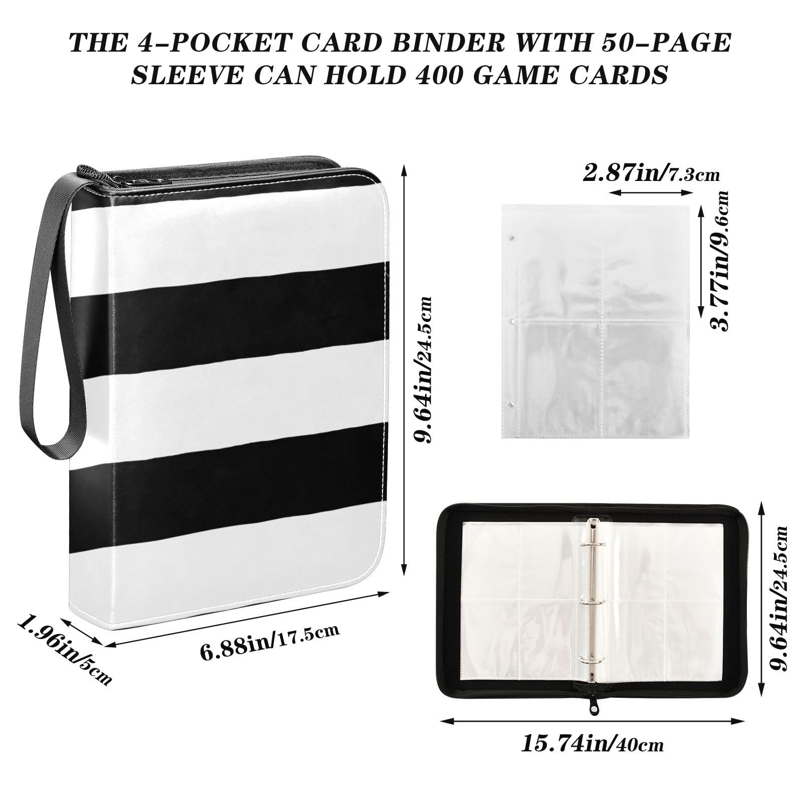 Raccoglitore di carte viola a 4 tasche, 400 tasche porta carte con 50 maniche rimovibili, album di carte collezionabili, raccoglitore per carte sportive