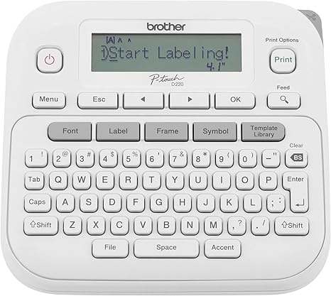 Brother P-Touch PTD220 Home/Office Everyday Label Maker | Prints TZe Label Tapes up to ~1/2 inch White