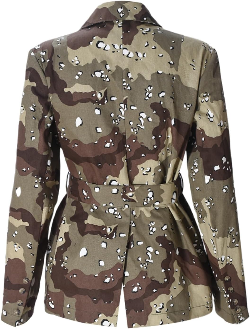 Women 2024 Fall Winter Oversized Camo Jean Blazer Jacket Long Sleeve Camouflage Denim Tops Fashion Trench Coats - Image 2