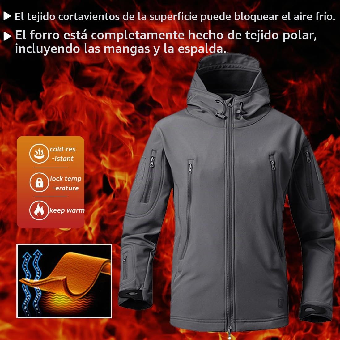 WINKEEY Chaqueta Softshell Hombre Invierno Senderismo al aire Libre Repelente al Agua Camo Chaqueta Táctica Forro Polar a Prueba de Viento Chaqueta de Caza Caliente para los Hombres